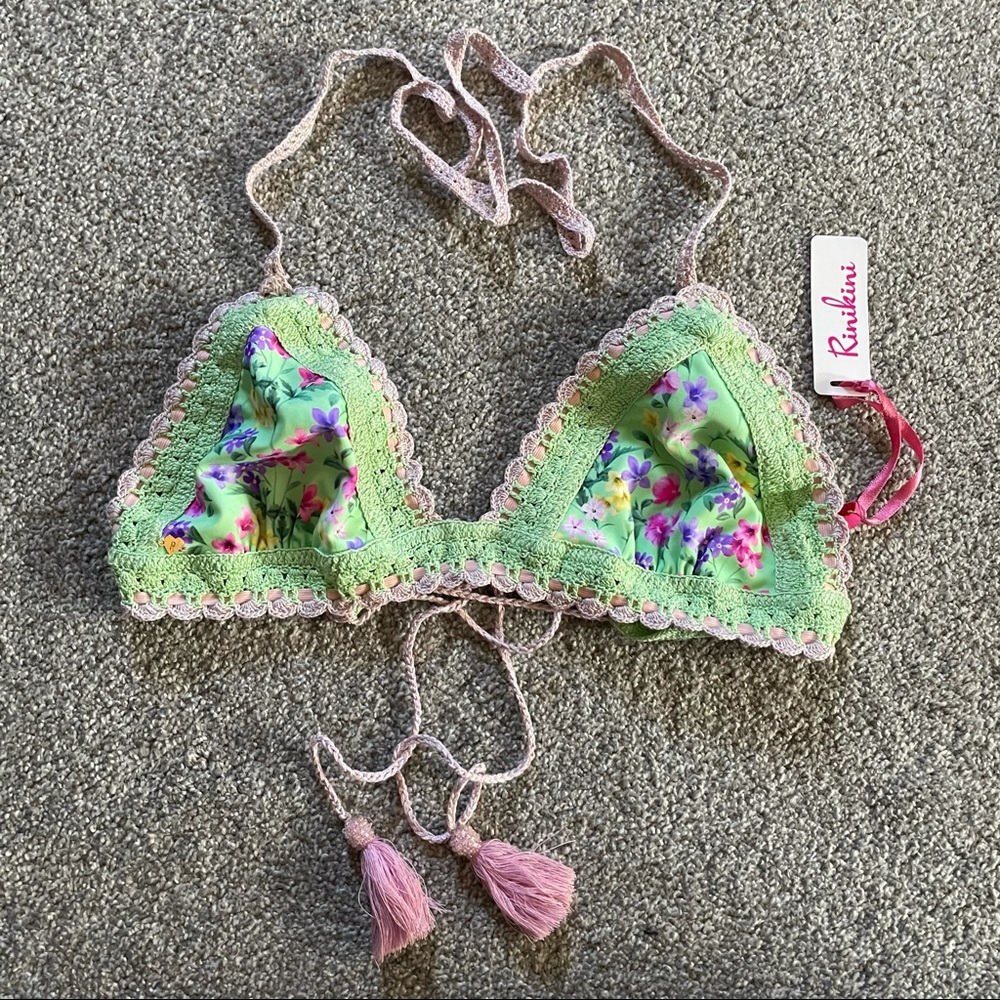 New Rinikini Crocheted Bikini Top Size M